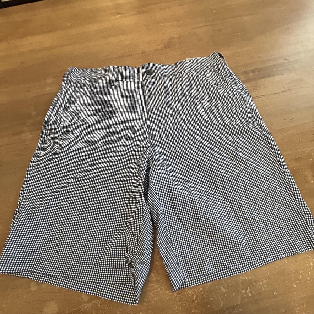 PGA TOUR Golf Shorts Mens 34 Blue Check Active Waistband Stretch Performance
